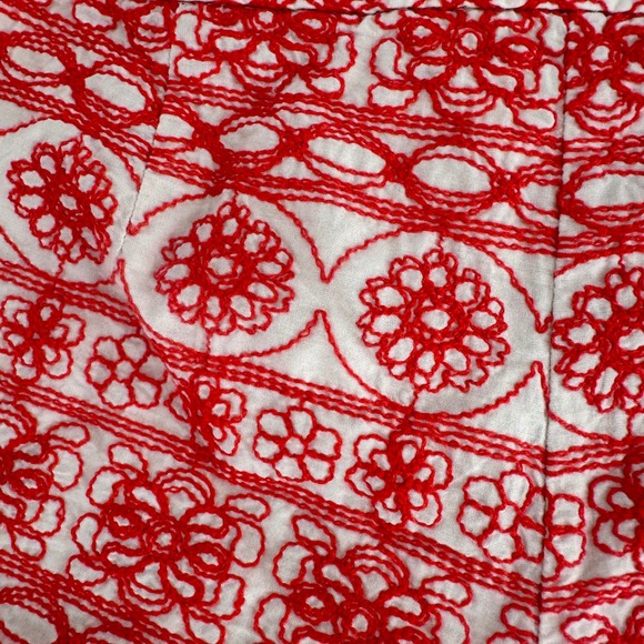 Ann Taylor LOFT Red Embroidered Pattern Shorts Size 2 Coastal‎ Boho - Picture 6 of 11